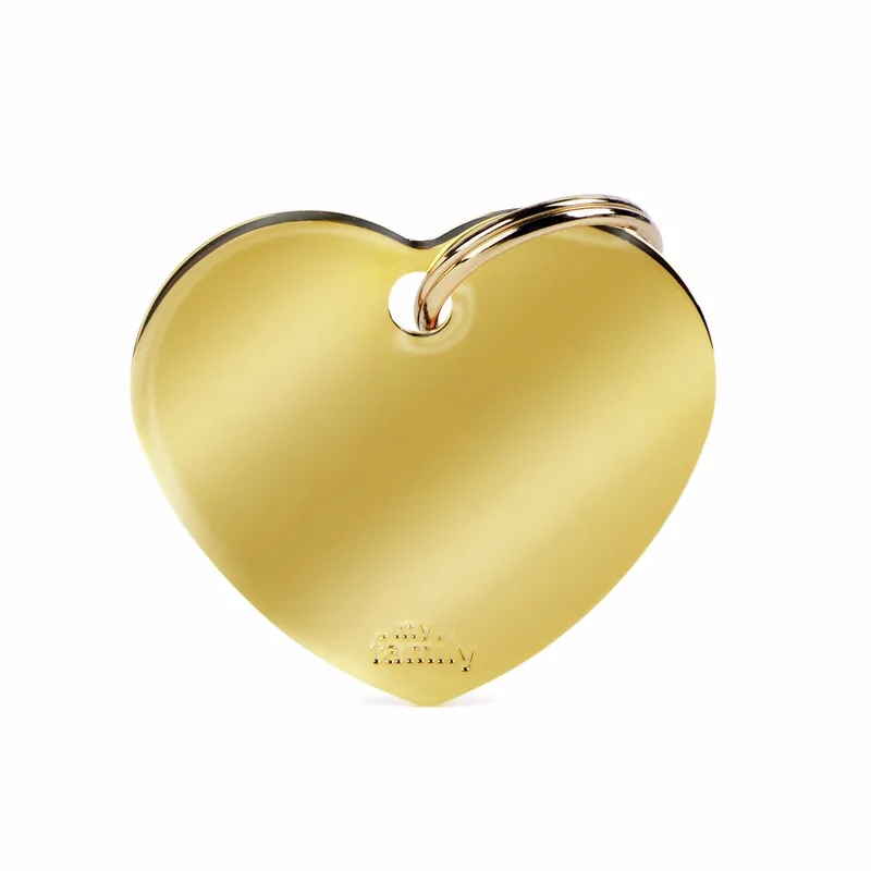 Garantierte Lieferung MY FAMILY Classic Big Heart Golden Brass Tag Hundemarke